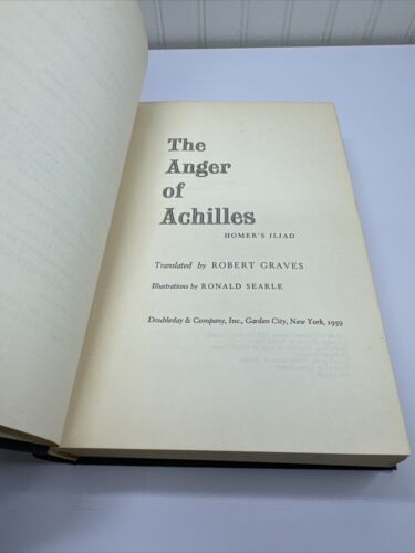 1959 The Anger Of Achilles Homer's Iliad Robert Graves HC 1st Presentation Copy