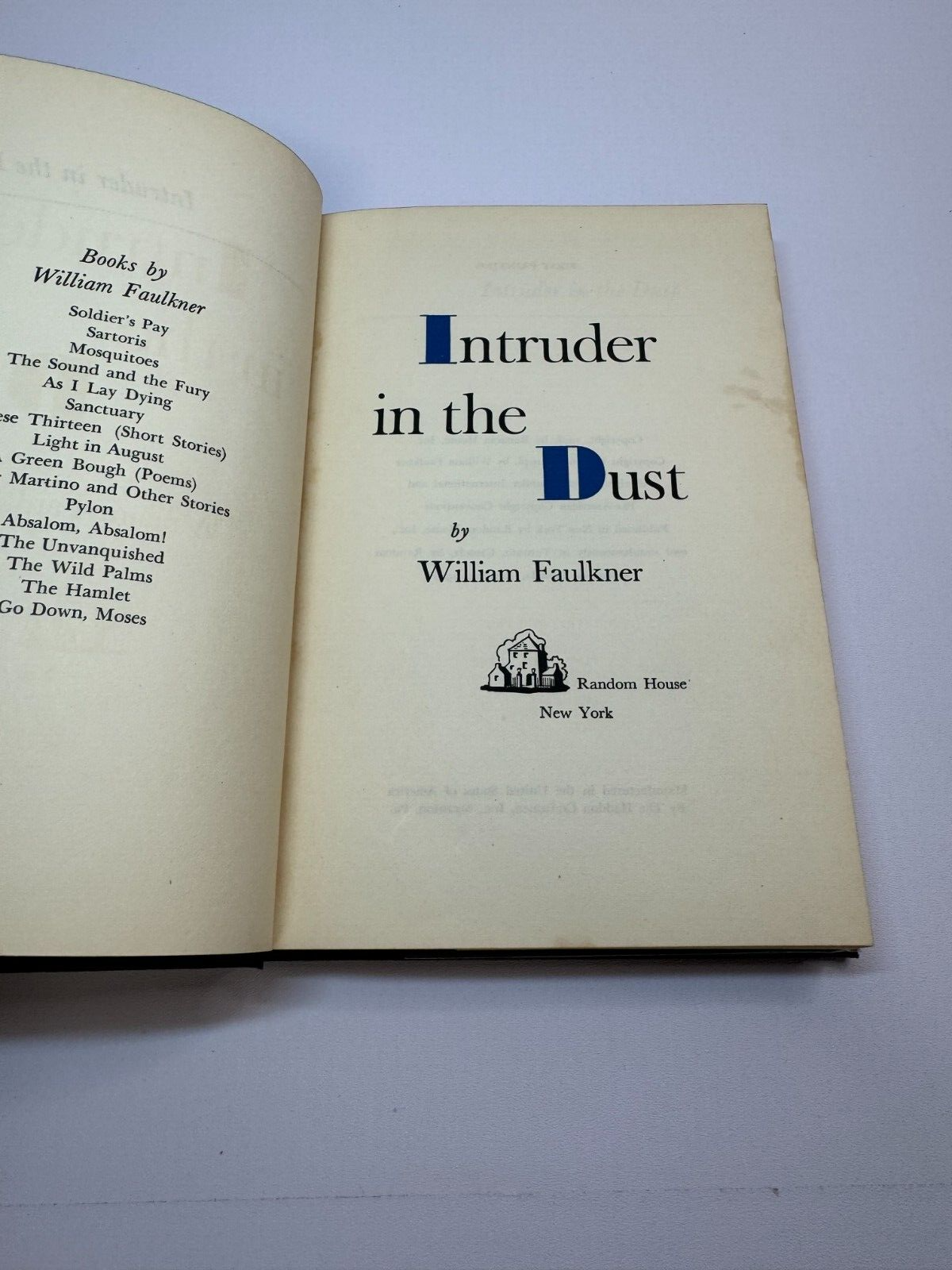 William Faulkner Intruder in the Dust 1948 HCDJ First Edition 1st Printing F/VF