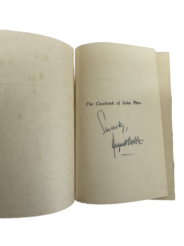 SIGNED August Derleth The Casebook of Solar Pons 1965 HCDJ First Edition VG