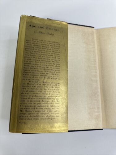 Ape And Essence Aldous Huxley TRUE First Edition Stated HCDJ G/VG