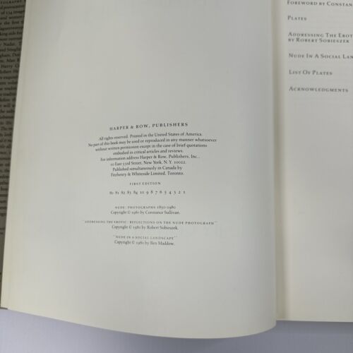 Constance SULLIVAN, Robert Sobieszek / NUDE PHOTOGRAPHS 1850-1980 1st ed.