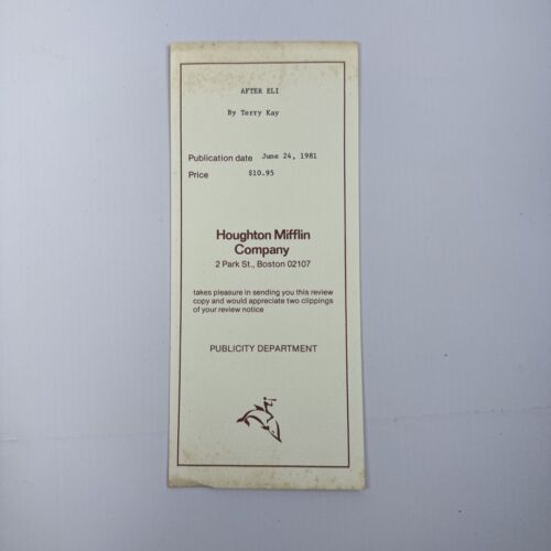 Terry KAY, After Eli, 1st Edition 1981, Very good