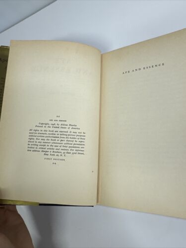 Ape And Essence Aldous Huxley TRUE First Edition Stated HCDJ G/VG