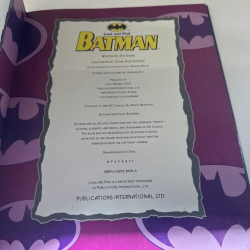 Vintage 1996 Look and Find BATMAN Book DC Comics Superhero HC VG First Edition