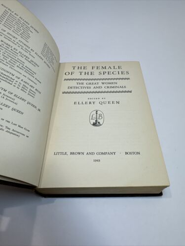 Ellery Queen The Female of the Species 1943 HC Stated First Edition 1st Printing