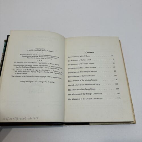 August Derleth The Chronicles of Solar Pons 1973 HCDJ First Edition VG/VG