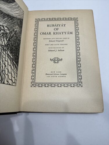 Rubaiyat of Omar Khayyam Edward Fitzgerald 1938 HC ExLi Illustrated Edition G/VG