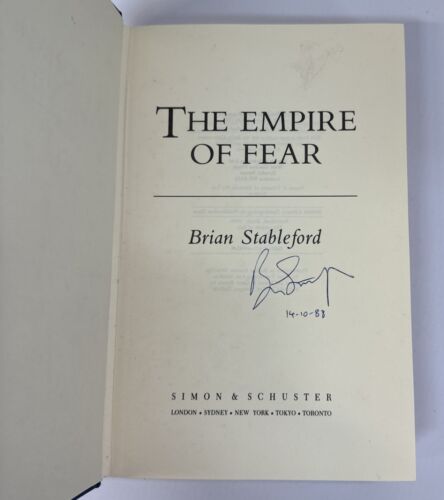 SIGNED Brian Stableford The Empire of Fear 1987 HCDJ First Edition 1st Print VG+