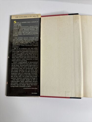 Stephen King Christine 1983 HCDJ First Edition 1st Printing VG+