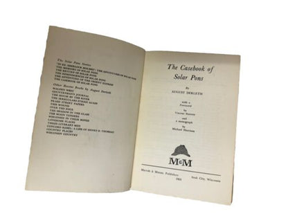 SIGNED August Derleth The Casebook of Solar Pons 1965 HCDJ First Edition VG