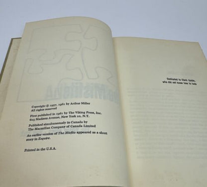 The Misfits by Arthur Miller Hardcover Vintage 1961 First Viking Edition No DC