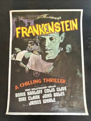 Frankenstein 1931 Movie Poster - 21” x 28” - 1960's Reproduction…CLEAN