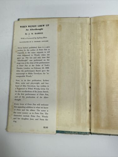 When Wendy Grows up An Afterthought J.M. Barrie First Edition 1958