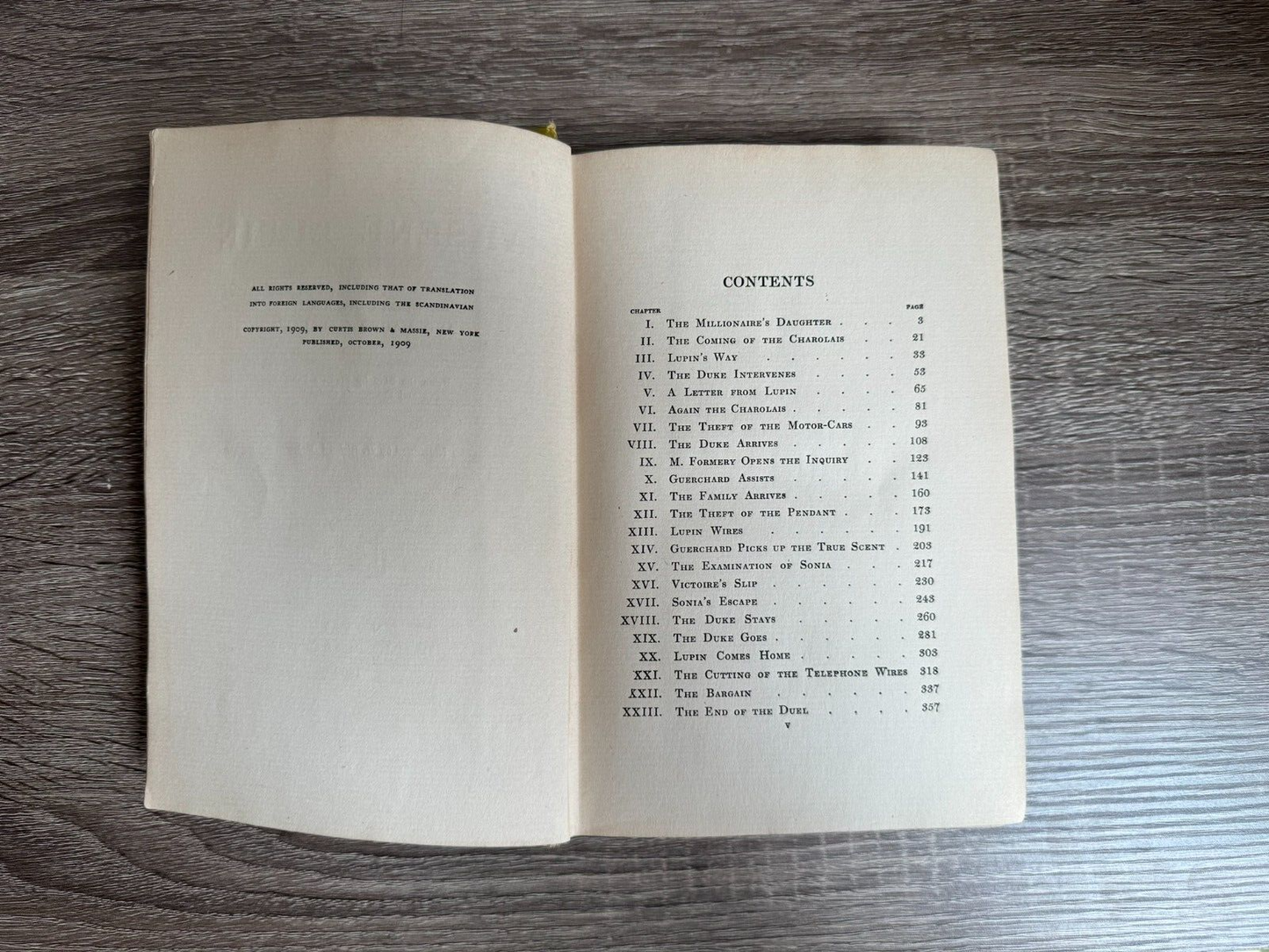 Maurice LeBlanc Arsene Lupin 1909 HC First American Edition 1st Printing VG