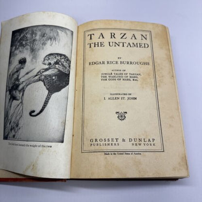 Vintage TARZAN the UNTAMED Edgar Rice Burroughs Grosset & Dunlap 1920 A/G