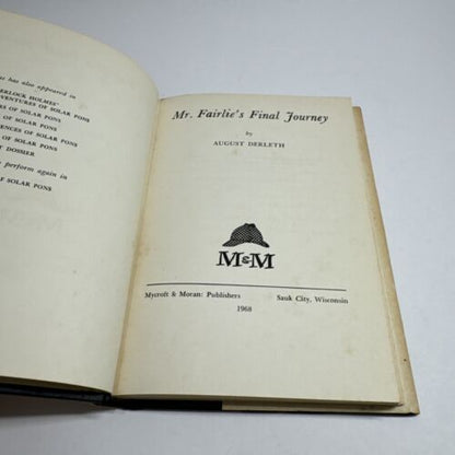 August Derleth Mr. Fairlie’s Final Journey 1968 HCDJ First Edition VG/VG