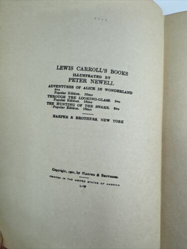 Lewis Carrol Alice's Adventures in Wonderland 1901 HC