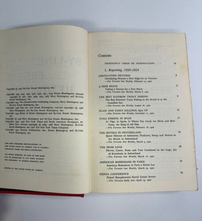 BY-LINE: ERNEST HEMINGWAY 1967 HC/DJ William White First Edition